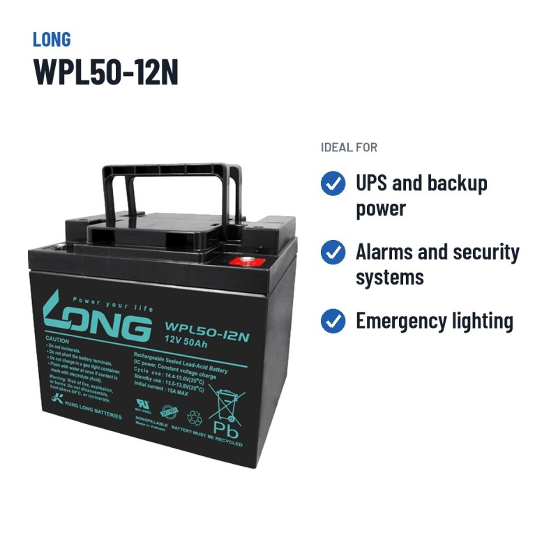 Batteria stazionaria UPS Long WPL50-12N 12V 50Ah AGM – usi consigliati