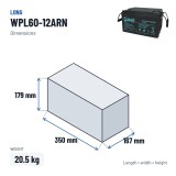 Stationary UPS battery Long WPL60-12ARN 12V 60Ah AGM – dimensions 350 × 167 × 179 mm