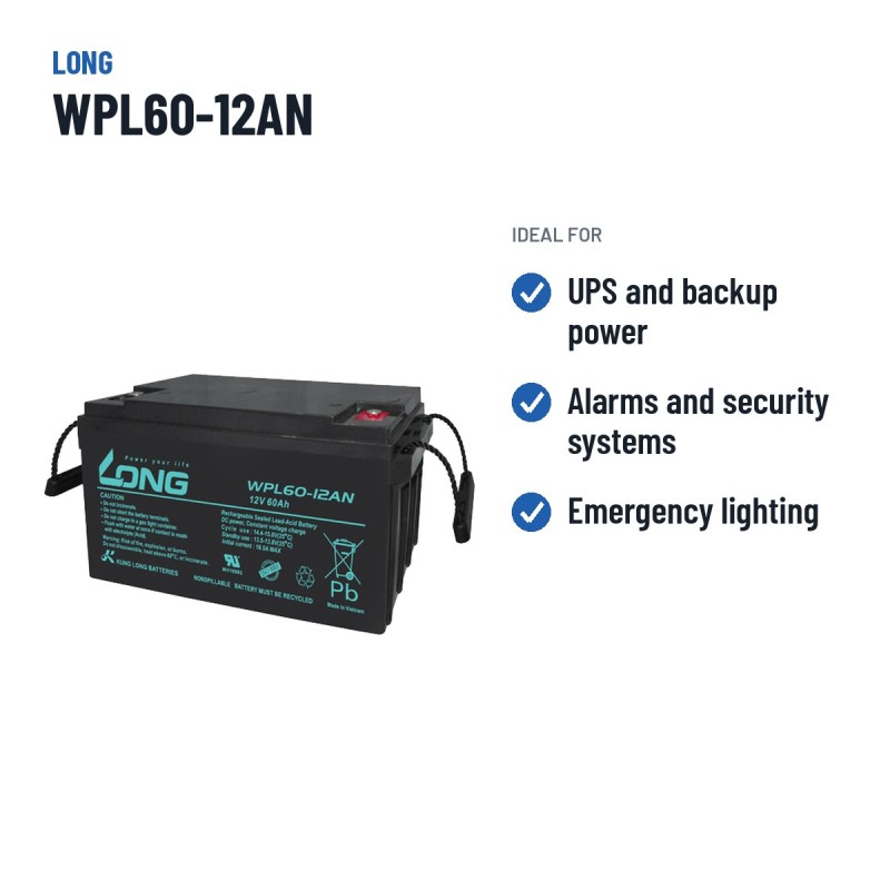 Stationary UPS battery Long WPL60-12AN 12V 60Ah AGM – recommended uses