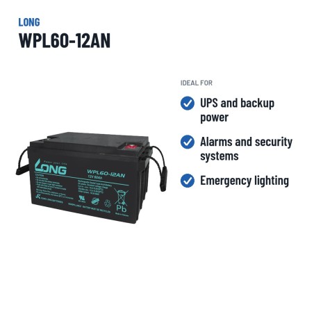 Stationärbatterie USV Long WPL60-12AN 12V 60Ah AGM – empfohlene Einsatzbereiche