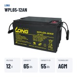 Stationary UPS battery Long WPL65-12AN 12V 65Ah AGM – key specs