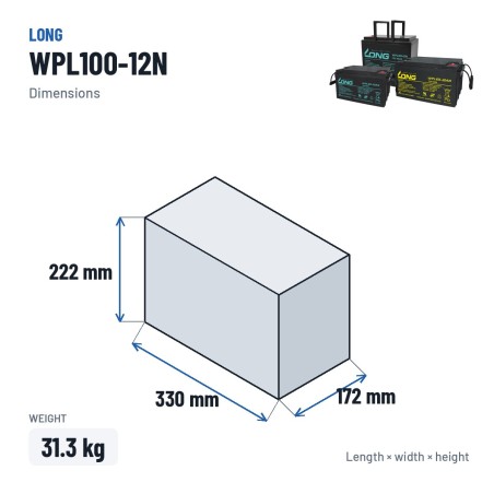 Stationärbatterie USV Long WPL100-12N 12V 100Ah AGM