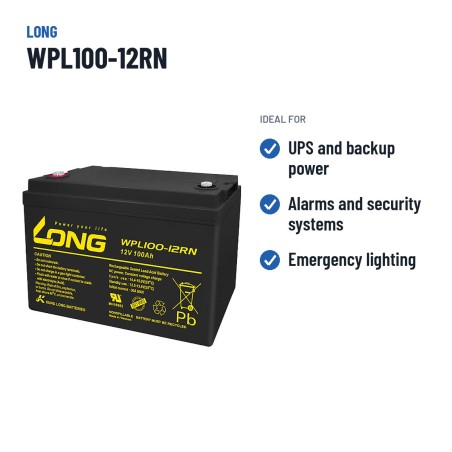 Stationärbatterie USV Long WPL100-12RN 12V 100Ah AGM – empfohlene Einsatzbereiche