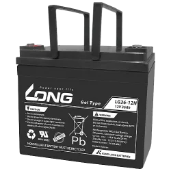 Long LG36-12N. Rollstuhlbatterie Long 36Ah 12V