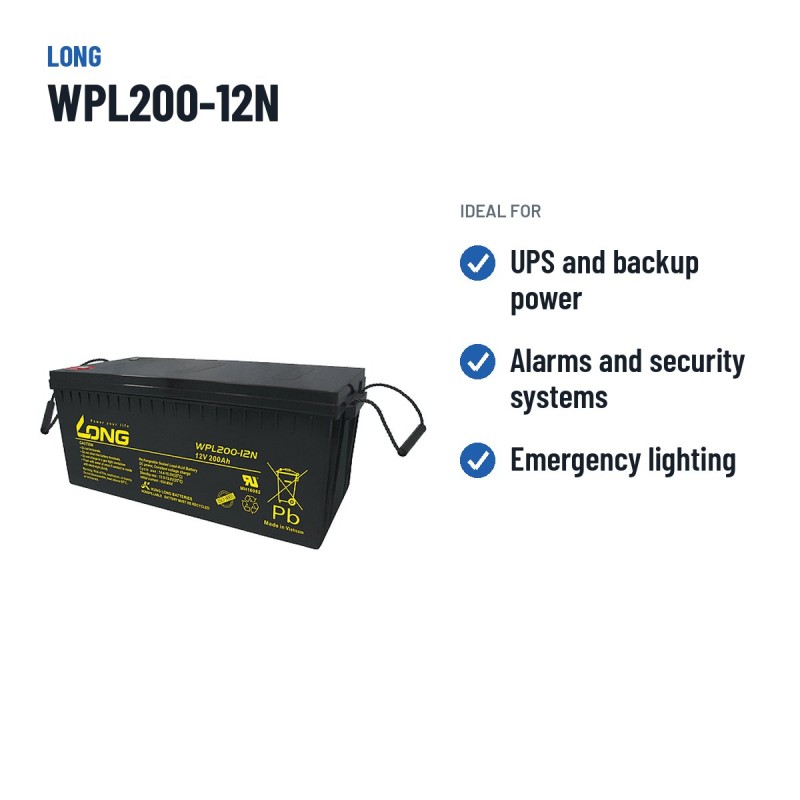 Stationary UPS battery Long WPL200-12N 12V 200Ah AGM – recommended uses