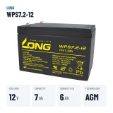 Stationary UPS battery Long WPS7.2-12 12V 7.2Ah AGM – key specs