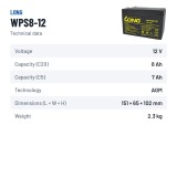 Stationary UPS battery Long WPS8-12 12V 8Ah AGM – technical data
