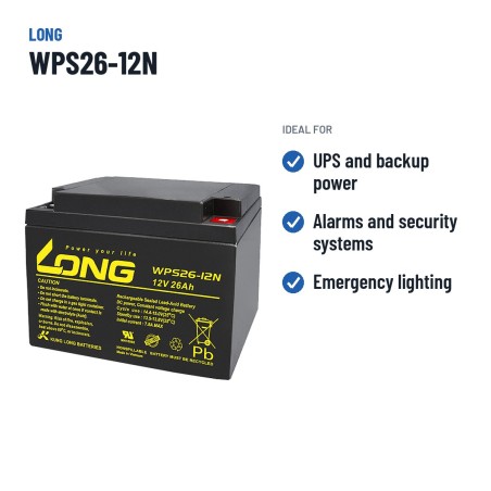 Stationary UPS battery Long WPS26-12N 12V 26Ah AGM – recommended uses