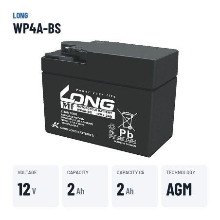 Stationärbatterie USV Long WP4A-BS 12V 2.3Ah AGM – wichtigste Daten