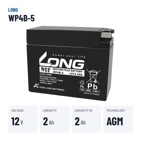 Batteria stazionaria UPS Long WP4B-5 12V 2.3Ah AGM – dati principali