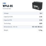 Batería estacionaria SAI/UPS Long WP4A-BS 12V 2.3Ah AGM – ficha técnica
