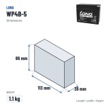 Batteria stazionaria UPS Long WP4B-5 12V 2.3Ah AGM – dimensioni 113 × 38 × 86 mm