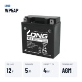 Batería estacionaria SAI/UPS Long WP5AP 12V 5Ah AGM – datos clave