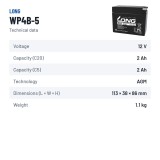 Batteria stazionaria UPS Long WP4B-5 12V 2.3Ah AGM – scheda tecnica