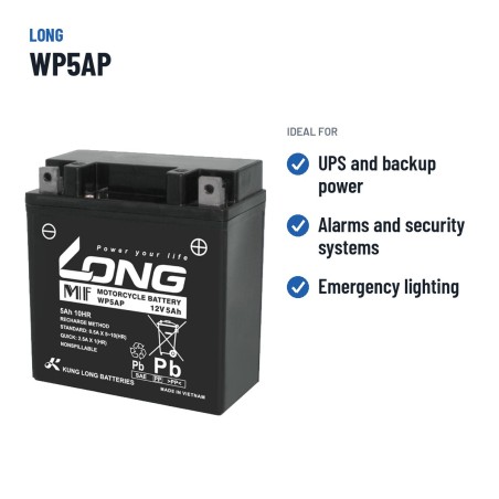 Stationärbatterie USV Long WP5AP 12V 5Ah AGM – empfohlene Einsatzbereiche
