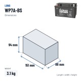 Stationary UPS battery Long WP7A-BS 12V 7Ah AGM – dimensions 151 × 88 × 94 mm