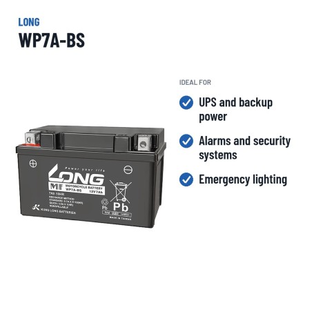 Stationärbatterie USV Long WP7A-BS 12V 7Ah AGM | baterias.com