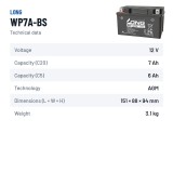 Stationärbatterie USV Long WP7A-BS 12V 7Ah AGM | baterias.com