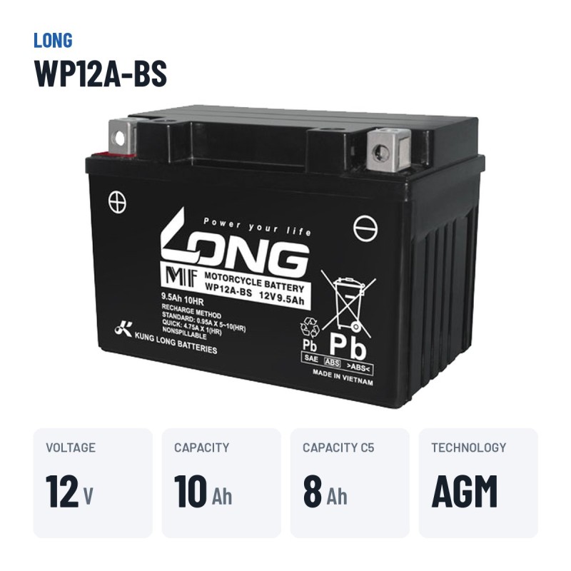 Bateria estacionária UPS Long WP12A-BS 12V 9.5Ah AGM – dados principais