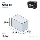 Bateria estacionária UPS Long WP12A-BS 12V 9.5Ah AGM – medidas 151 × 88 × 103 mm