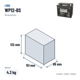 Bateria estacionária UPS Long WP12-BS 12V 10Ah AGM – medidas 151 × 88 × 132 mm