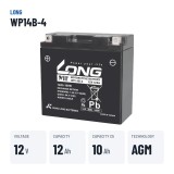 Batería estacionaria SAI/UPS Long WP14B-4 12V 12Ah AGM – datos clave