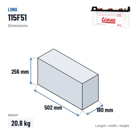 Batteria auto Long 115F51 12V 120Ah | baterias.com
