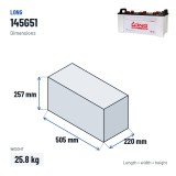 Batteria auto Long 145G51 12V 150Ah – dimensioni 505 × 220 × 257 mm