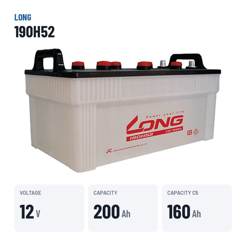 Autobatterie Long 190H52 12V 200Ah – wichtigste Daten