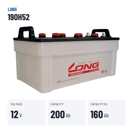 Batteria auto Long 190H52 12V 200Ah – dati principali