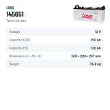 Car battery Long 145G51 12V 150Ah – technical data