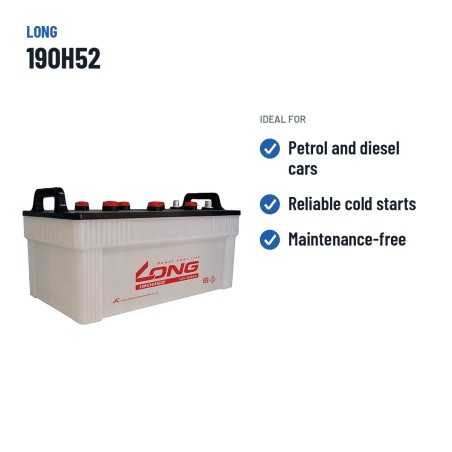 Bateria de carro Long 190H52 12V 200Ah – utilizações recomendadas