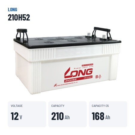 Batteria auto Long 210H52 12V 210Ah – dati principali