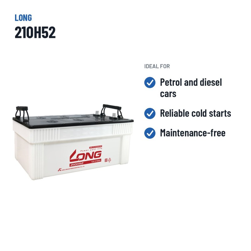 Batteria auto Long 210H52 12V 210Ah – usi consigliati