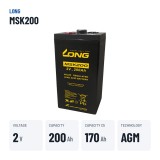 Telekom-Batterie Long MSK200 2V 200Ah AGM | baterias.com