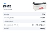 Batteria auto Long 210H52 12V 210Ah – scheda tecnica
