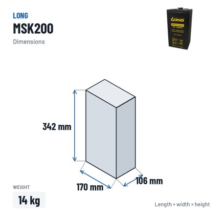 Telekom-Batterie Long MSK200 2V 200Ah AGM | baterias.com