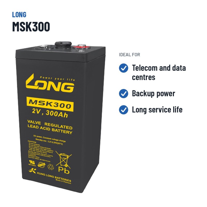 Telekom-Batterie Long MSK300 2V 300Ah AGM – empfohlene Einsatzbereiche