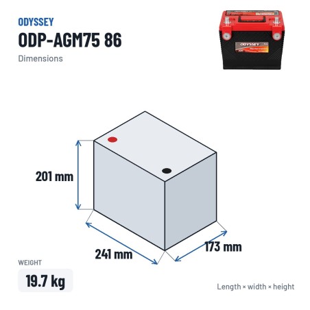 Car battery Odyssey ODP-AGM75 86 49Ah 708A AGM | baterias.com