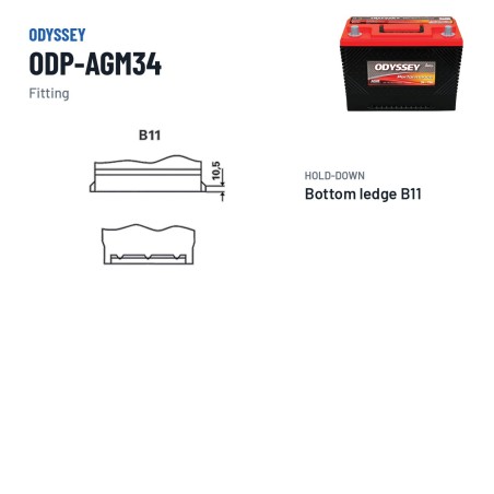 Batterie voiture Odyssey ODP-AGM34 61Ah 792A AGM – bornes et fixation