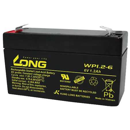Long WP1.2-6. batteria del dispositivo Long 1.2Ah 6V