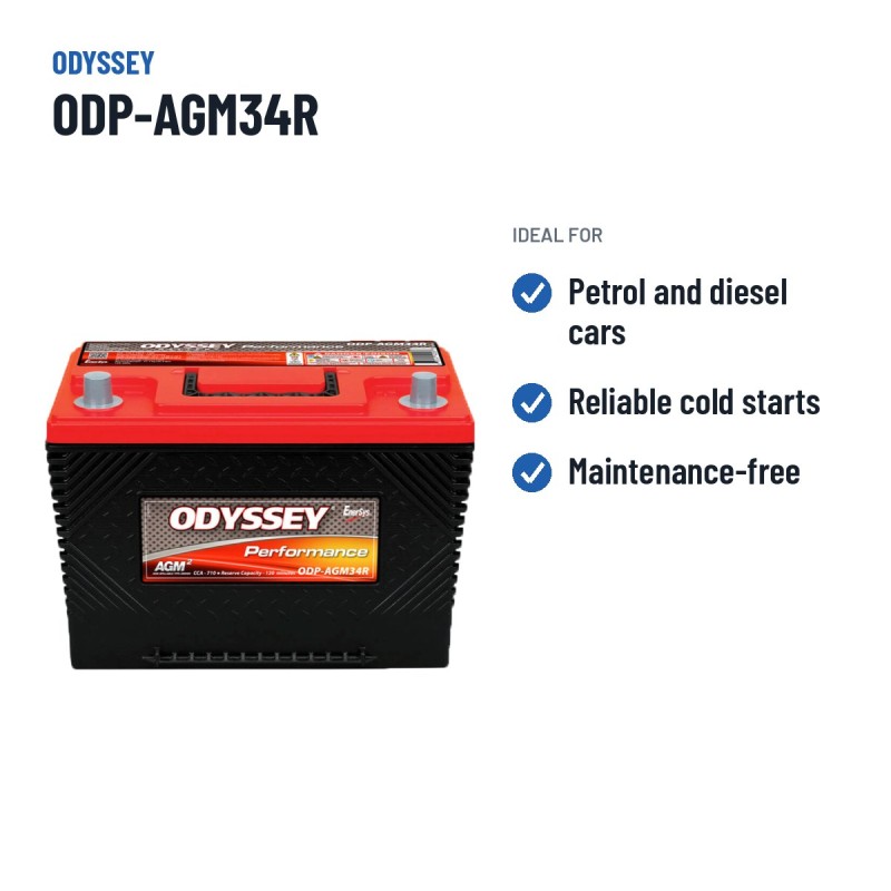 Car battery Odyssey ODP-AGM34R 61Ah 792A AGM – recommended uses