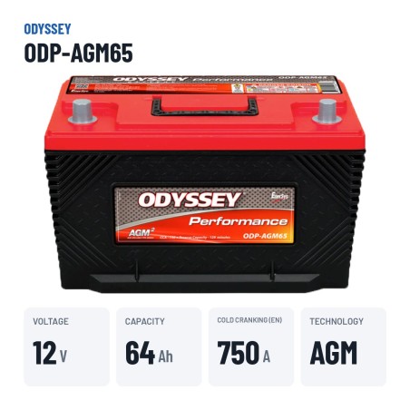 Car battery Odyssey ODP-AGM65 64Ah 762A AGM – key specs