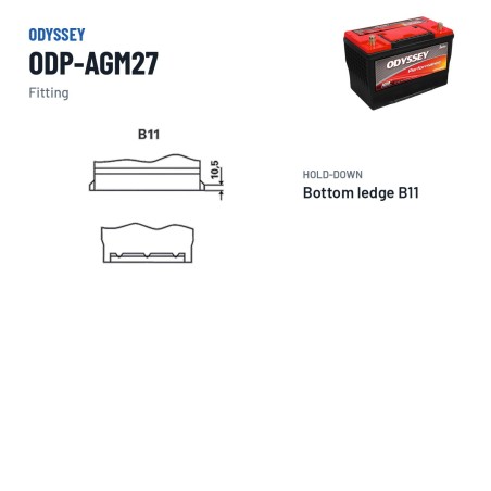 Bateria de carro Odyssey ODP-AGM27 85Ah 850A AGM – terminal e fixação