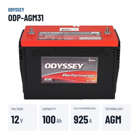 Car battery Odyssey ODP-AGM31 100Ah 925A AGM – key specs
