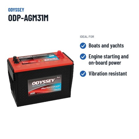 Batería náutica Odyssey ODP-AGM31M 87Ah 925A AGM – usos recomendados