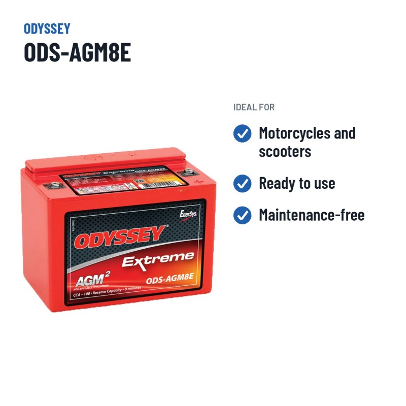 Batteria moto Odyssey ODS-AGM8E 8Ah 100A AGM – usi consigliati