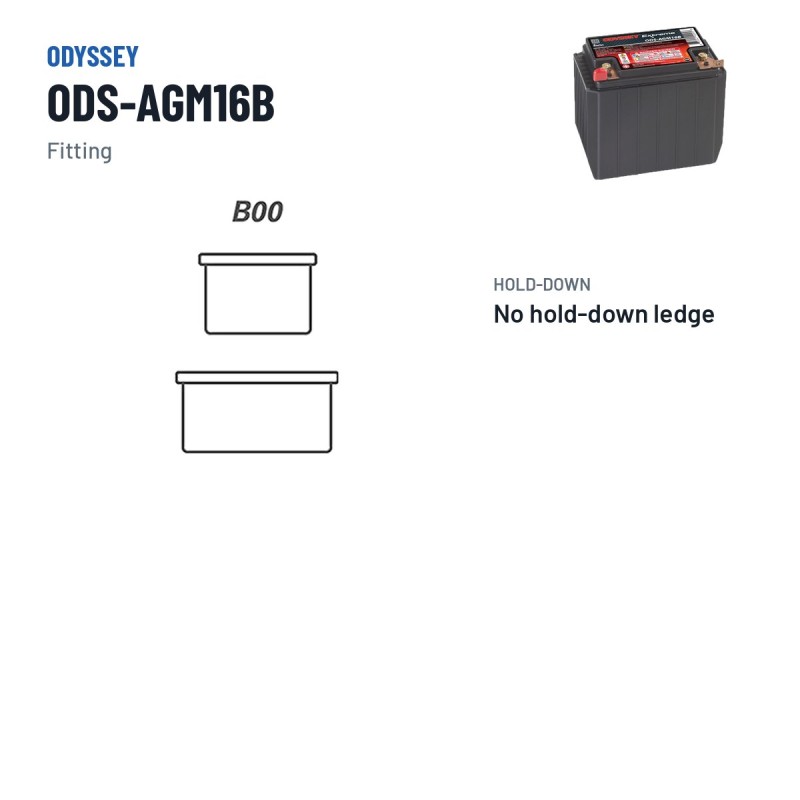 Bateria de mota Odyssey ODS-AGM16B 14Ah 200A AGM – terminal e fixação