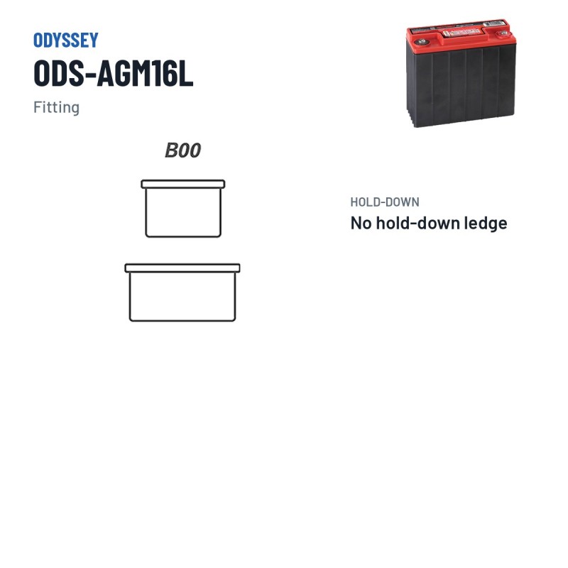 Motorcycle battery Odyssey ODS-AGM16L 16Ah 170A AGM – terminal and hold-down