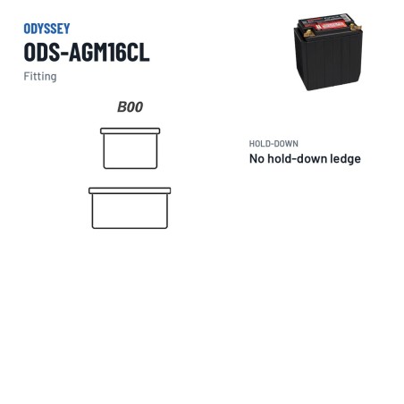 Batterie moto Odyssey ODS-AGM16CL 18Ah 220A AGM – bornes et fixation